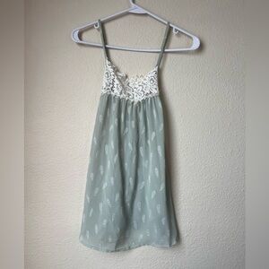 CupShe Sage Green Lace Cami Babydoll Tank Boho Cottagecore Flowy Top L Festival